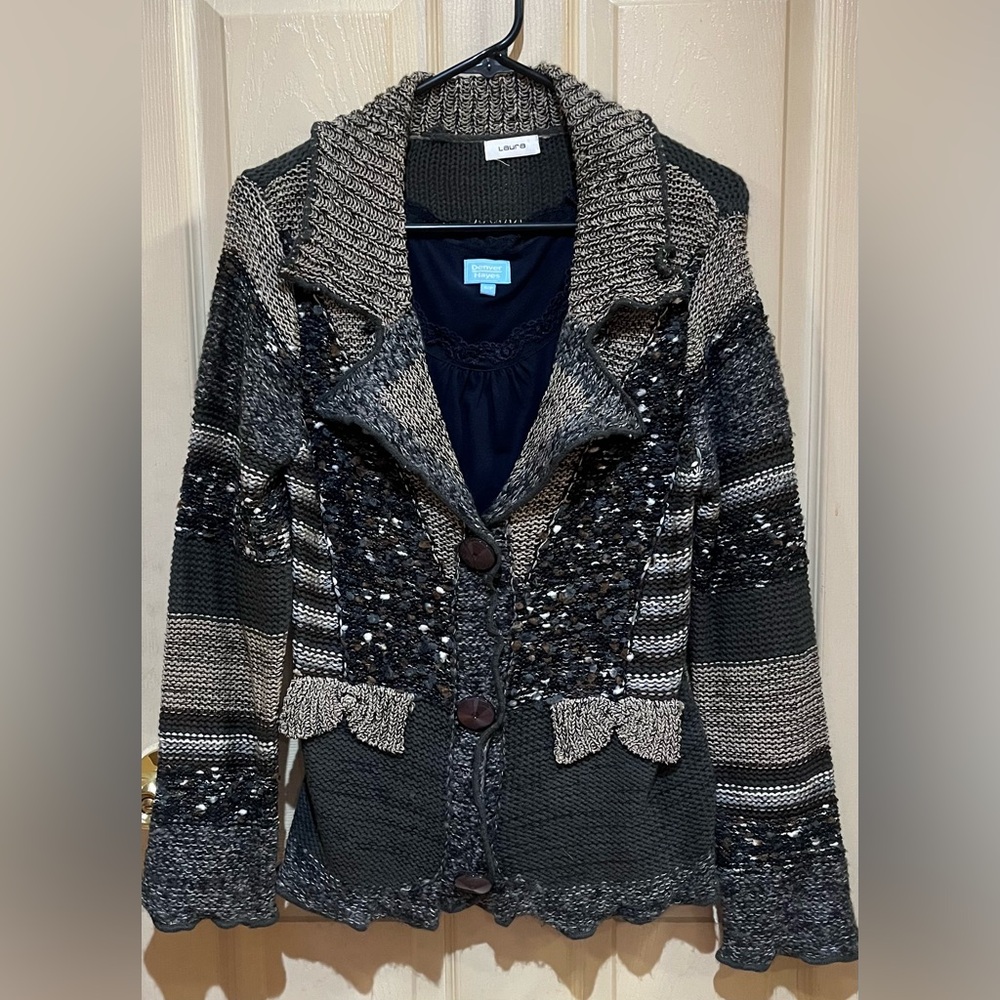 Laura Sweater with Geometric Patterns, Size Medium
